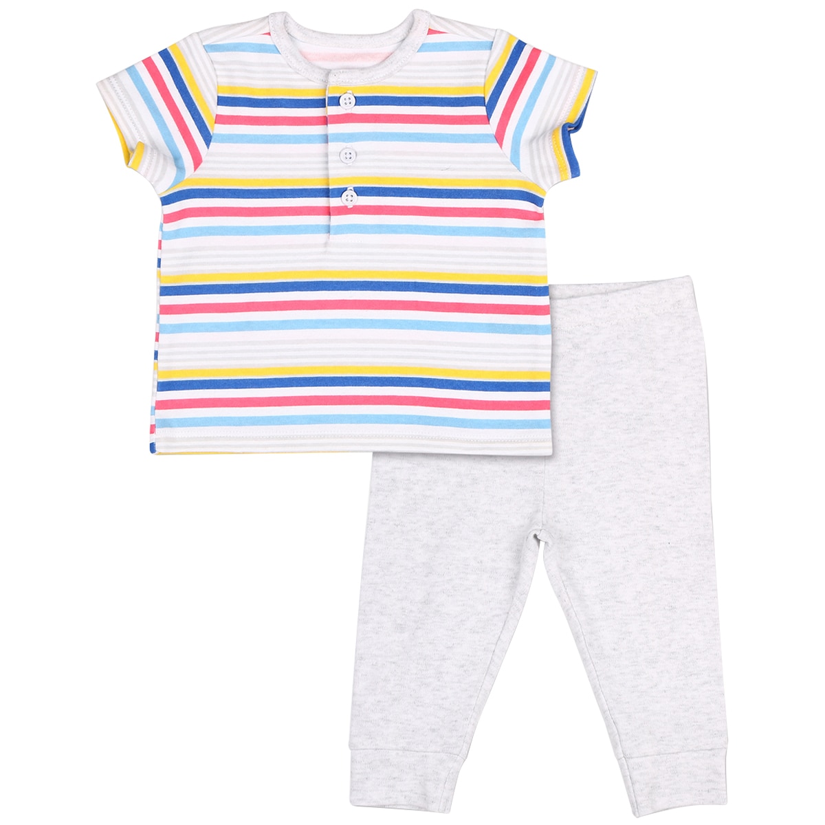 Peanut Shell 2pc Baby Set - Striped Top/Print Pants