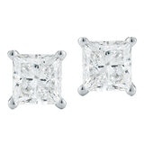 18KT White Gold 0.75ctw Princess Cut Diamond Stud Earrings