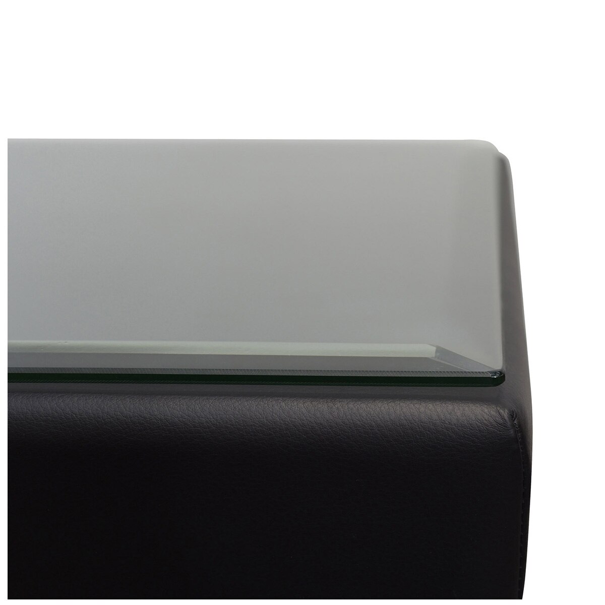 Nova Premium Onyx Leather Bedside Table with Glasstop