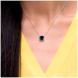 0.16ctw Diamond with Cushion London Blue Topaz Pendant