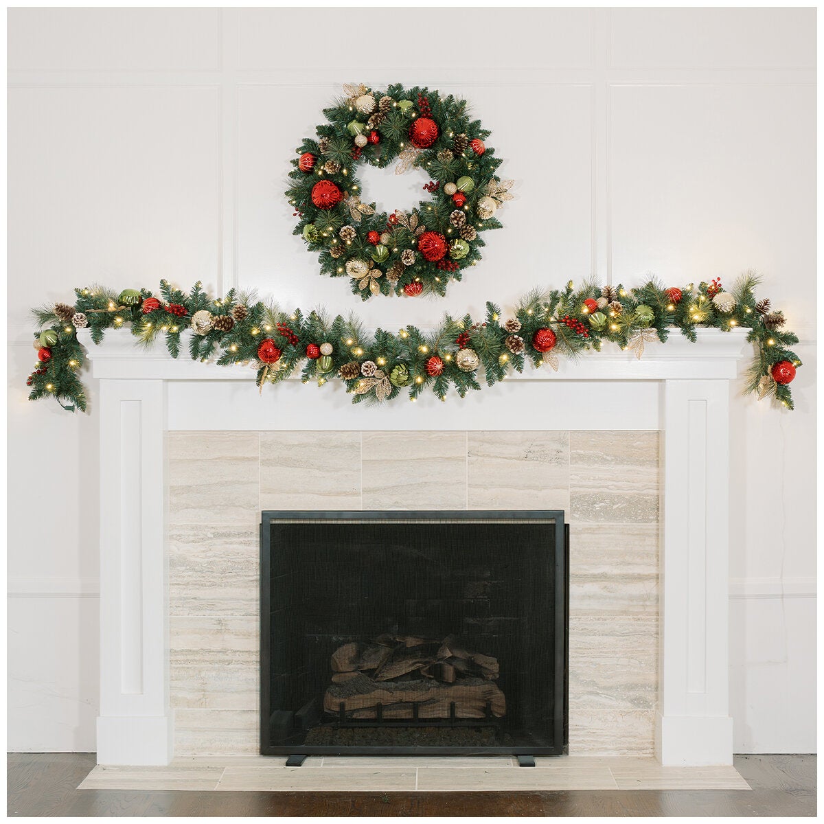 CGH 2.7m Pre-Lit Decorated Holiday Artificial Garland CGH 2.7m Pre-Lit Decorated Holiday Artificial Garland