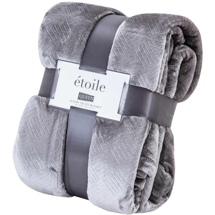 Etoile Etched Velvet Queen Blanket Grey Costco Australia