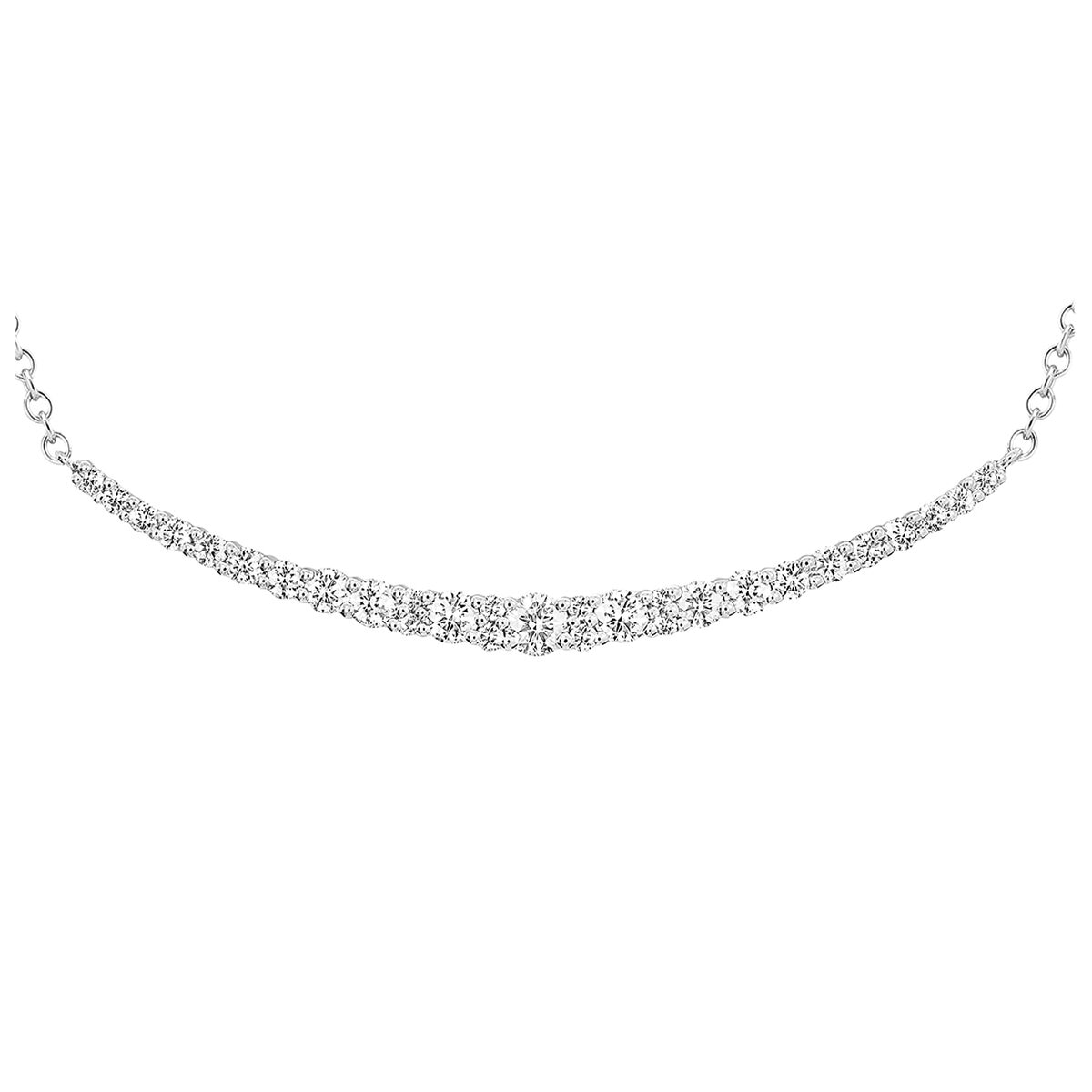 18KT White Gold 1.00ctw Diamond Bar Necklace