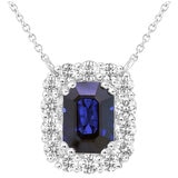 18KT WG 0.37CTW Diamond Sapphire Centre Necklace