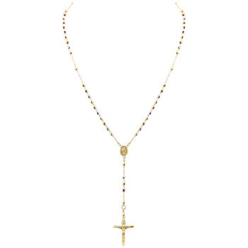 14KT Tri Gold Rosary Necklace