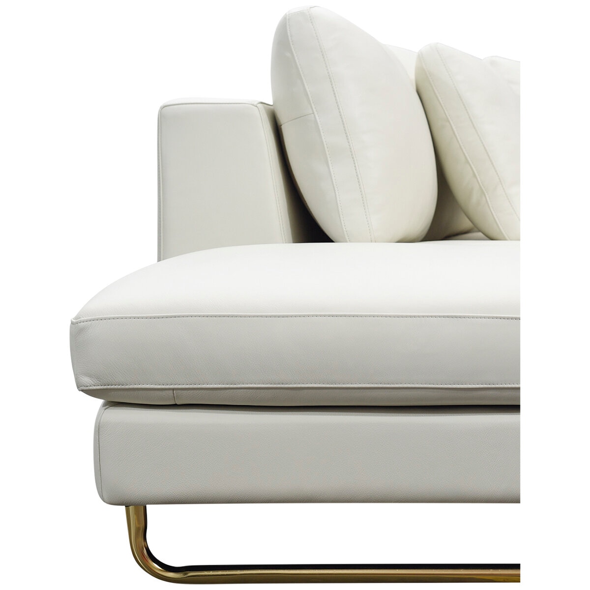 Moran Arcadia Extended Leather Chaise Sofa Meringue