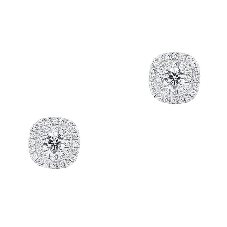 18KT White Gold 0.45ctw Diamond Cluster Stud Earrings 18KT White Gold 0.45ctw Diamond Cluster Stud Earrings