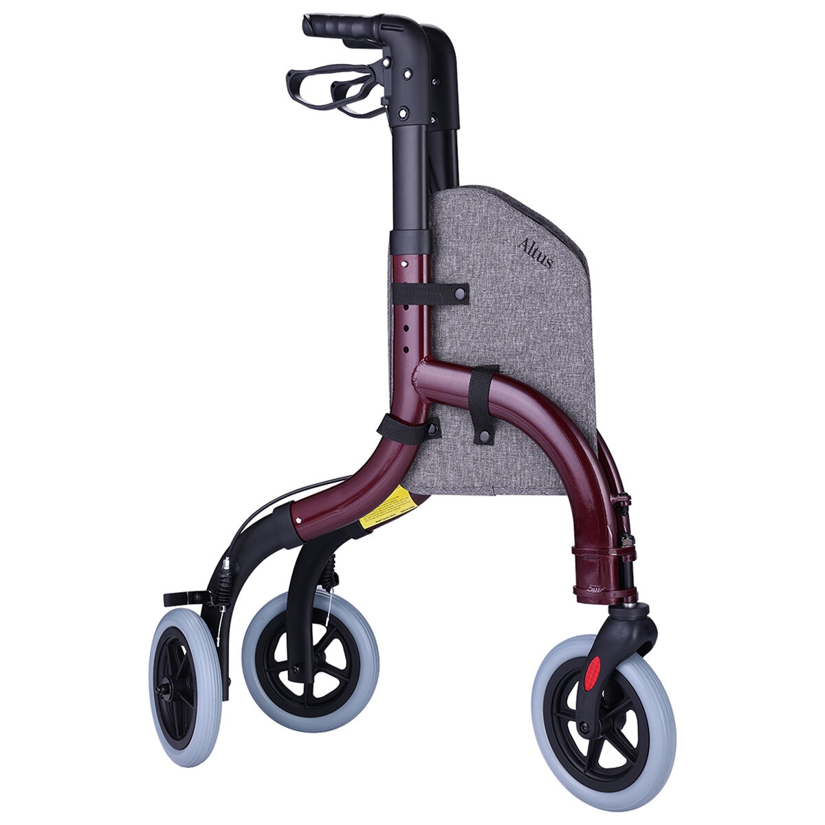 Altus Premium Lightweight 3 Wheel Rollator Walker With Convenient Storage Bag Red