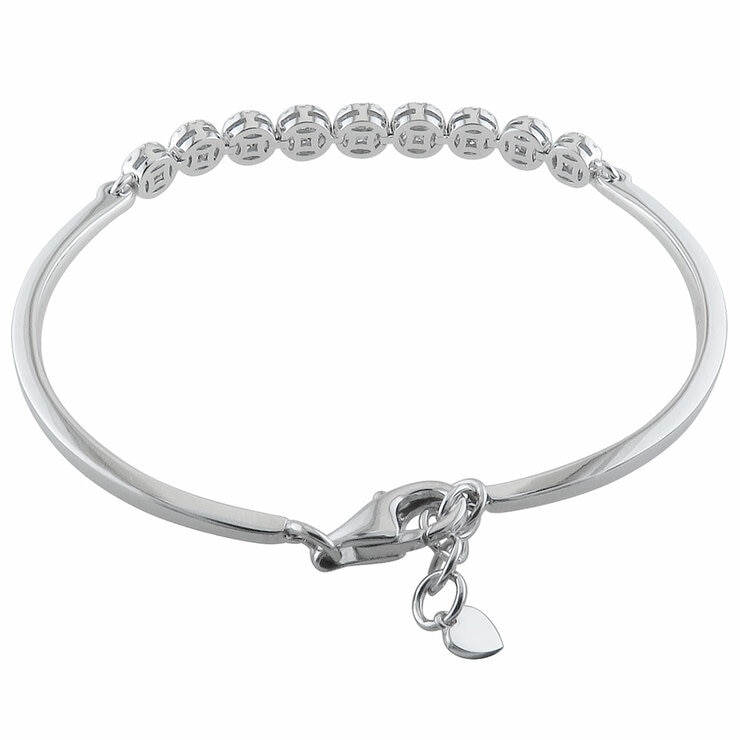 18KT White Gold VS2 I 0.75ctw Diamond Ball Bangle