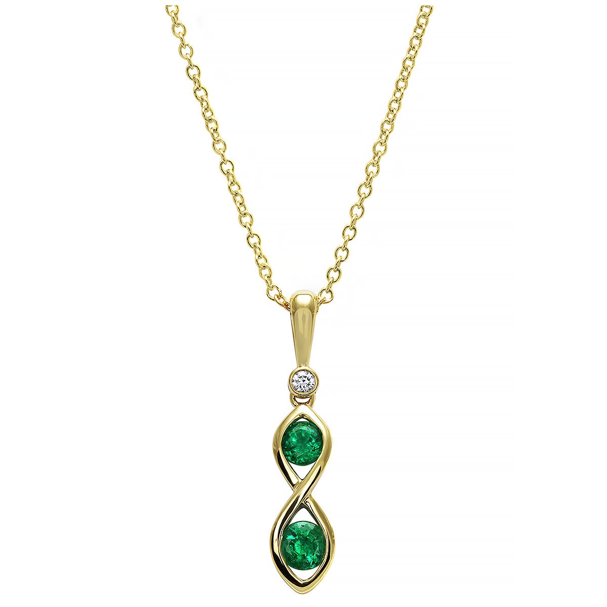 18KT Yellow Gold Lab Emerald and Diamond Pendant