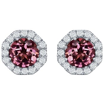 18KT White Gold 0.61ctw Diamond And Tourmaline Earrings