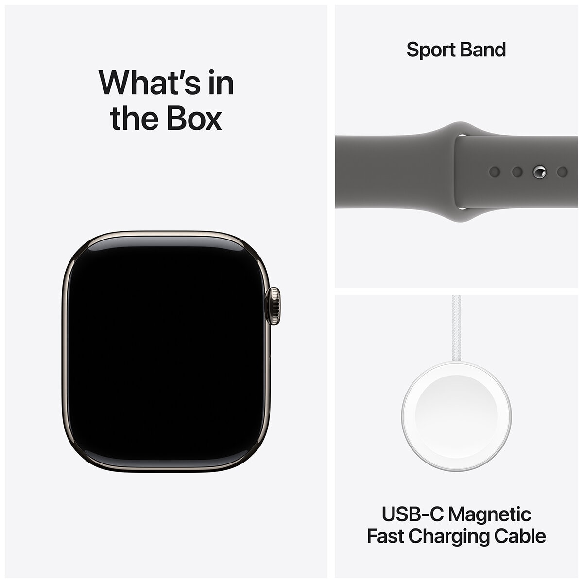 Apple Watch Series 10 GPS + Cellular 42mm Natural Titanium Case with Stone Grey Sport Band S/M