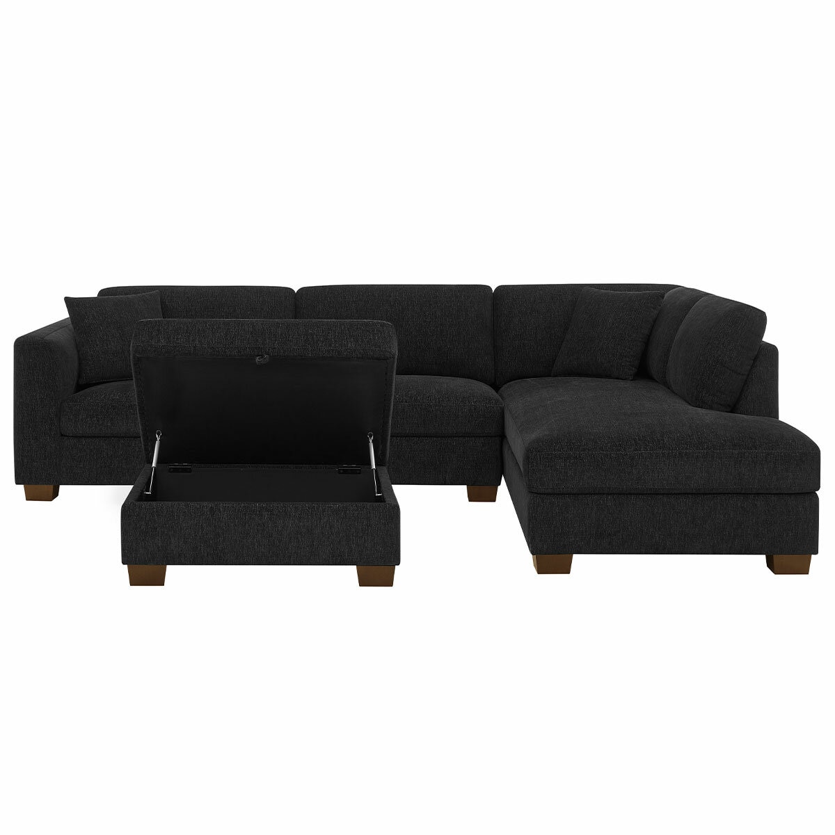 Thomasville 3 Piece Fabric Sectional With Storage Ottoman Thomasville 3 Piece Fabric Sectional With Storage Ottoman