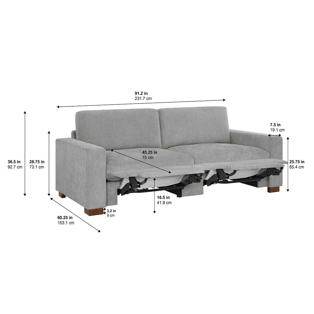 Henredon Fabric Sofa with 2 Power Footrests