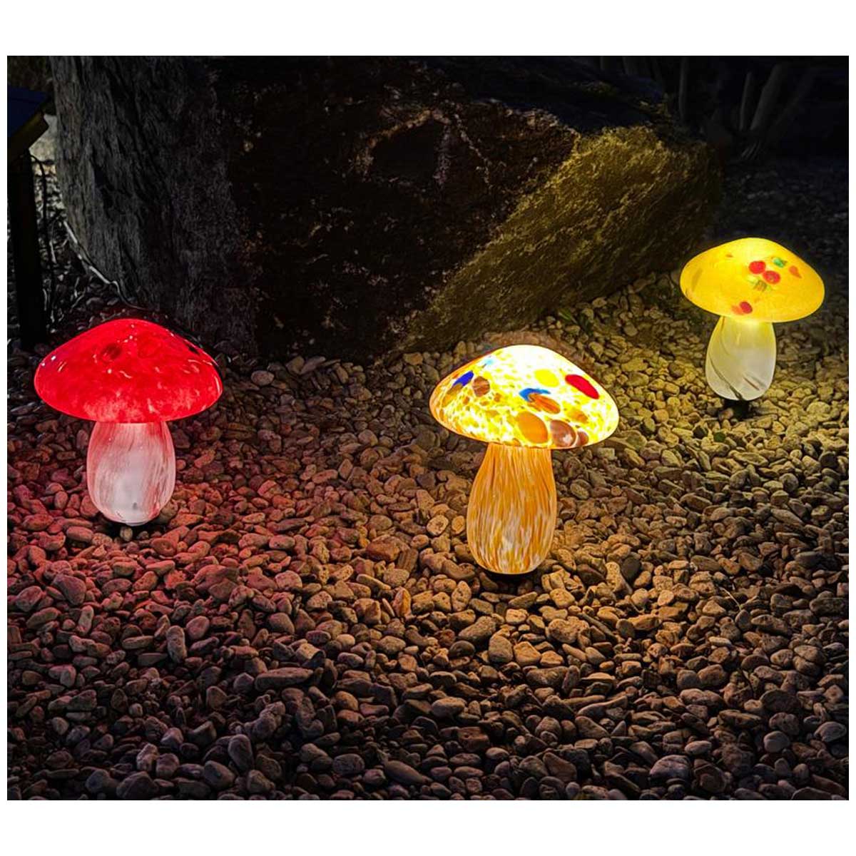 Infinity X1 Solar Landscape Light Glass Mushroom 3 Pack