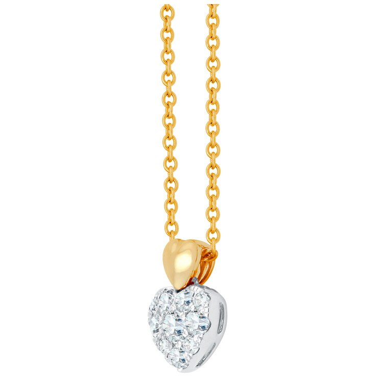 Round Brilliant Cut 0.26ctw Diamonds 18KT Two Tone Heart Pendant
