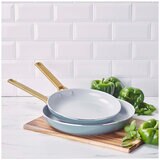 GreenPan Ceramic Non-Stick Frypan 2 Piece Set 24cm And 30cm Smokey Sky Blue