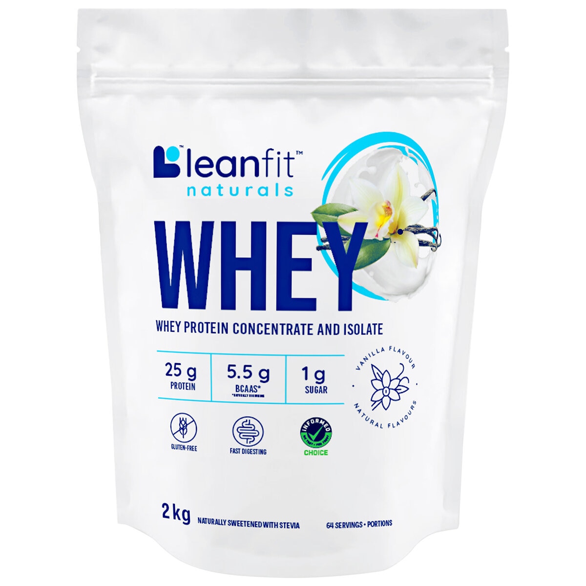 Leanfit Naturals Whey Protein Concentrate and Isolate Vanilla 2kg