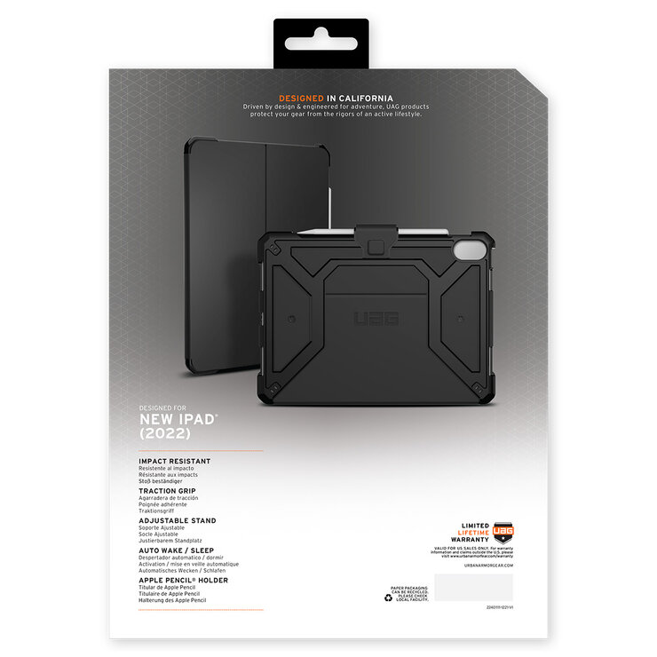 UAG Metropolis SE Apple iPad 10th Gen Folio Rugged Case Black 12339X114040