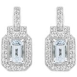 18KT White Gold 0.18ctw Diamond And Aquamarine Earrings