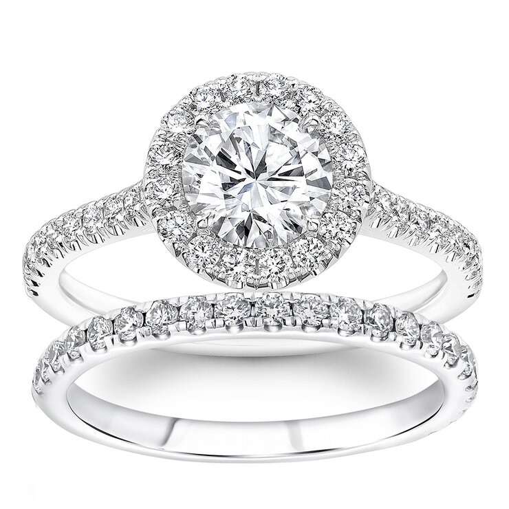 18KT White Gold 1.68ctw Diamond Bridal Set With 1.00ctw Centre