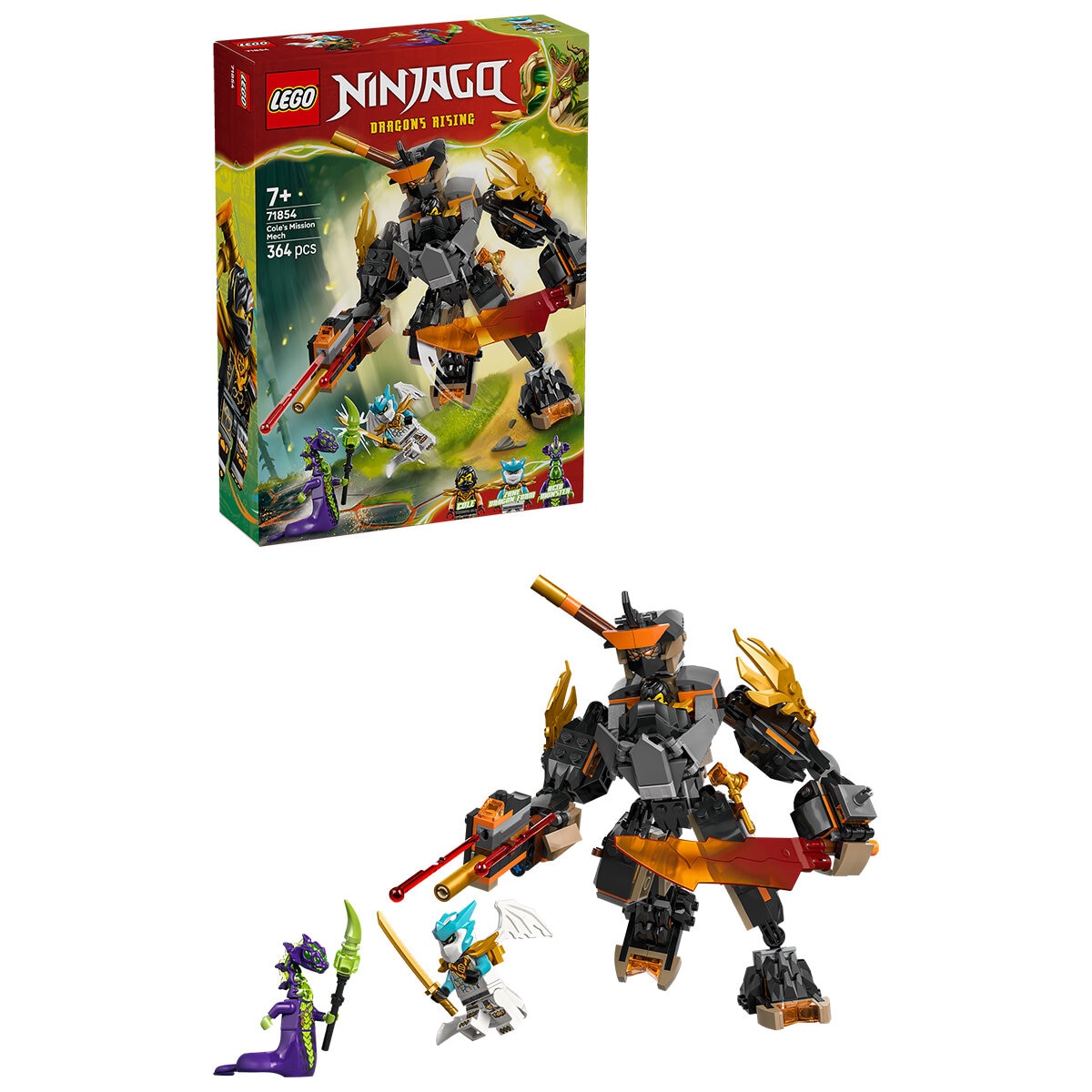LEGO NINJAGO Cole’s Mission Mech & Dragon Zane 71854