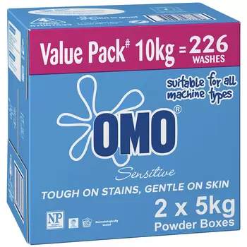 OMO Sensitive Laundry Powder Front and Top Loader 2 x 5kg
