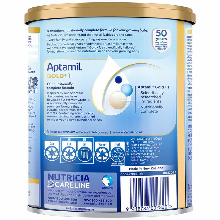 Aptamil Gold+ Stage 1 Infant Formula 0-6 Months 3 x 900g