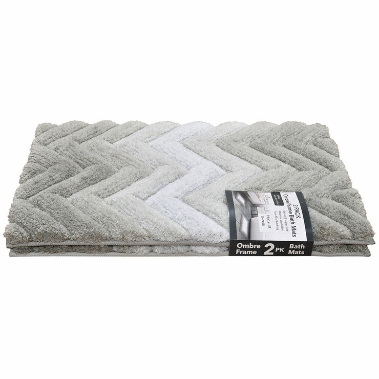 Riviera Homes Chevron Bath Mat 2 Pack Light Grey