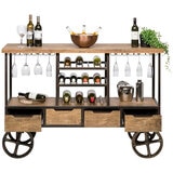 Wine Stash Wooden Bar Cart with Wine Storage