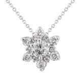 14KT White Gold 0.25CTW Diamond 6 Petal Flower Pendant