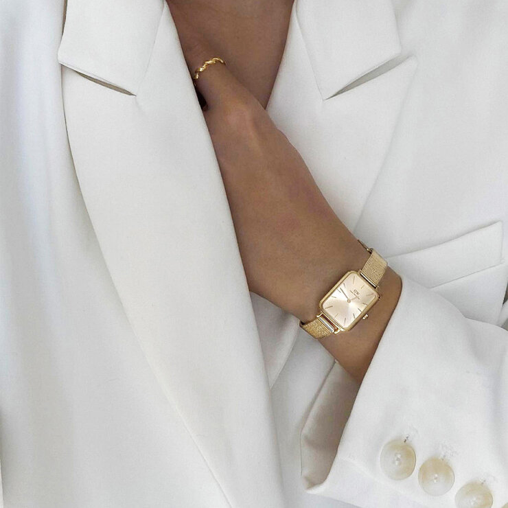 Daniel Wellington Quadro Unitone Gold Dial Women's Watch DW00100485 Daniel Wellington Quadro Unitone Gold Dial Women's Watch DW00100485