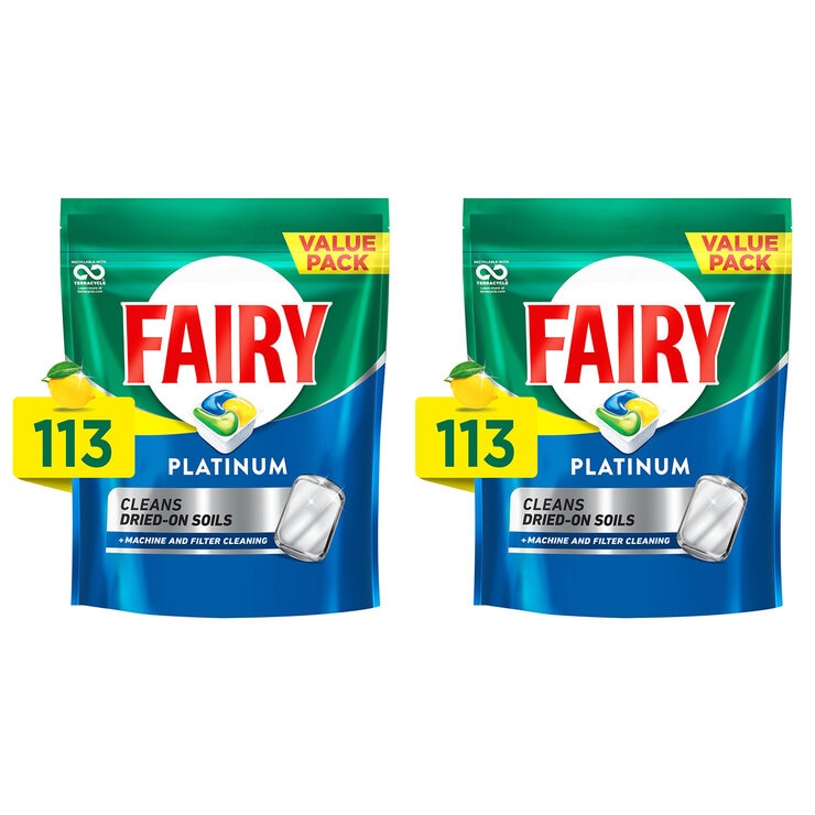 Fairy Platinum Dishwasher Capsules 2 x 113 Pack Fairy Platinum Dishwasher Capsules 2 x 113 Pack