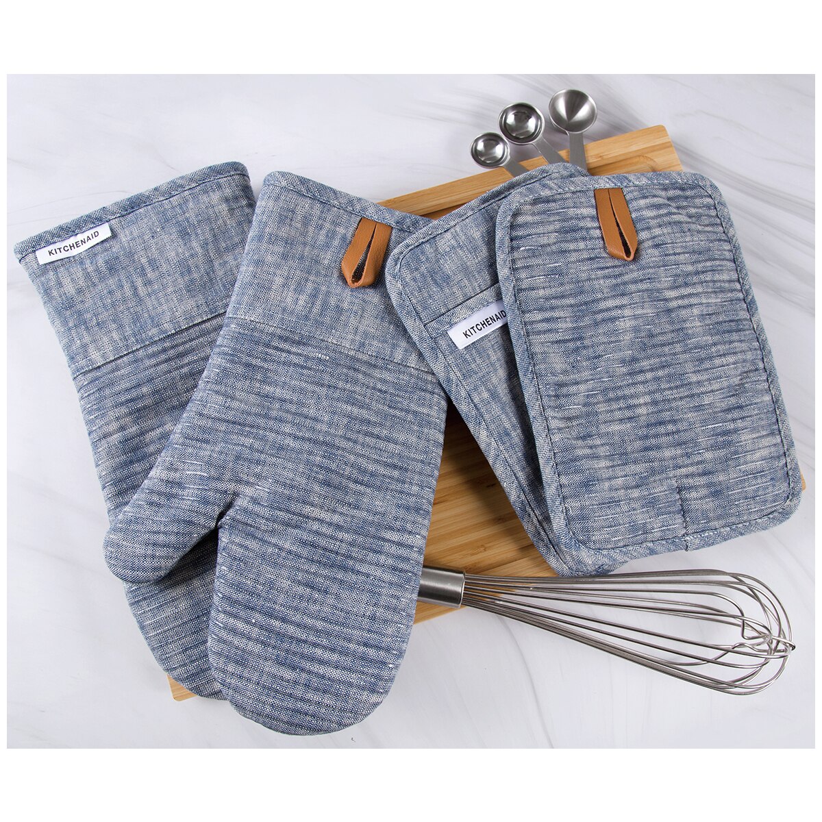 KitchenAid Pot Holder and Oven Mitt 4pc Blue Ink Costco Australia