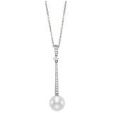 18KT White Gold 0.11ctw Diamond Cultured Freshwater Pearl Pendant