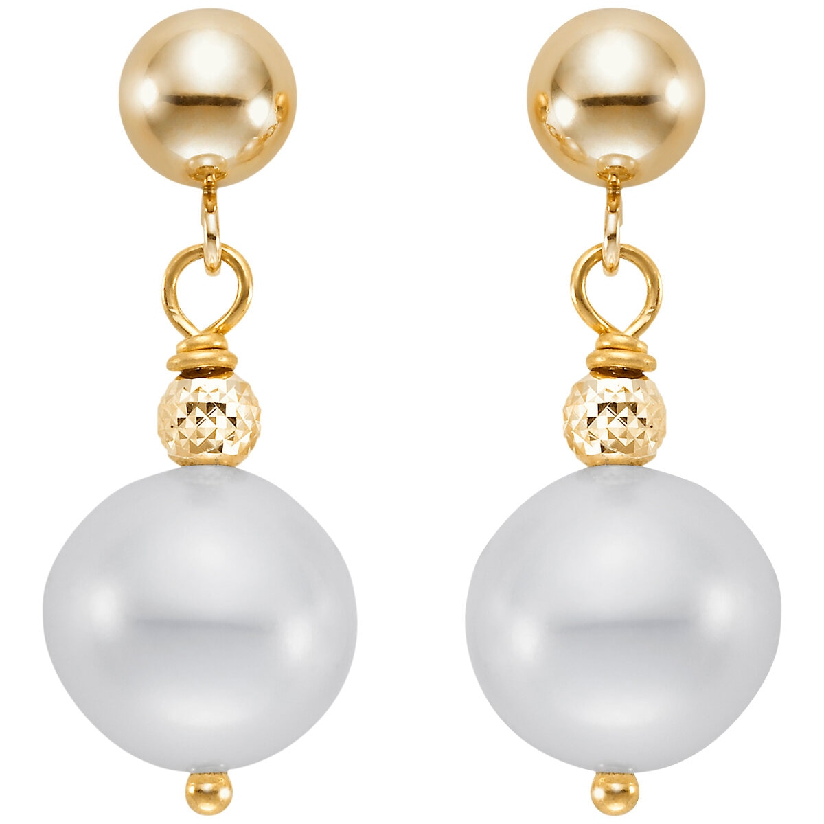 14KT Yellow Gold 8-9MM Freshwater Cultured Pearl Dangle Earring