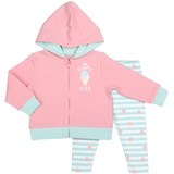 Peanut Shell 2pc Baby Set - Pink Hood/Print Pants