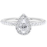 18KT White Gold 0.73ctw Diamond Pear Centre Halo Ring
