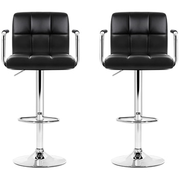Artiss Black Gaslift Swivel Barstool with Arm Rests 2 Pack