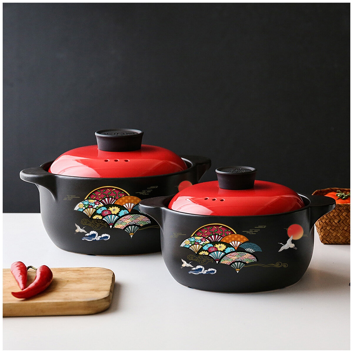 Color King Ceramic Stock Pot 4L Red