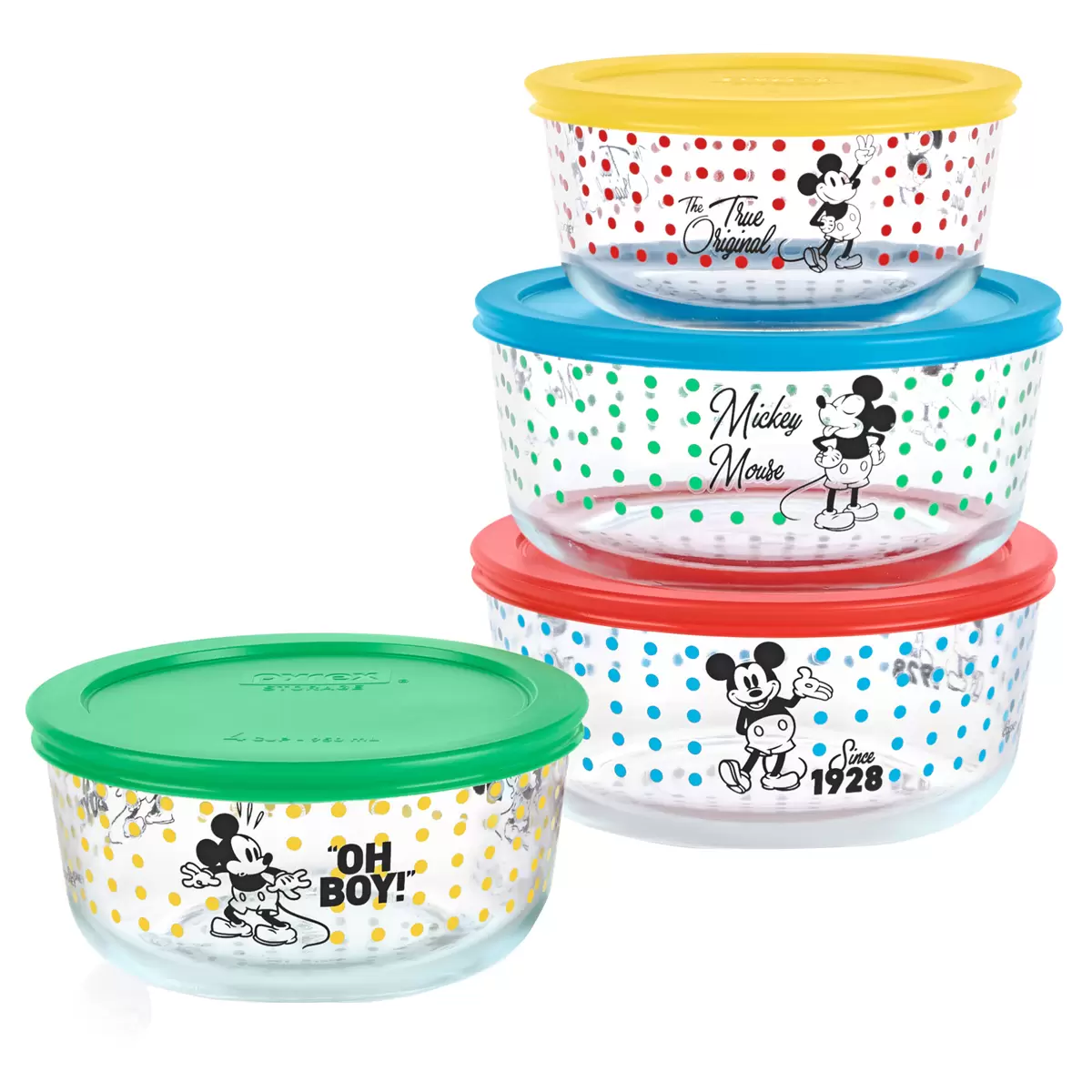 Pyrex 8-Piece Disney Mickey Mouse & Friends Decorated Food Storage Set