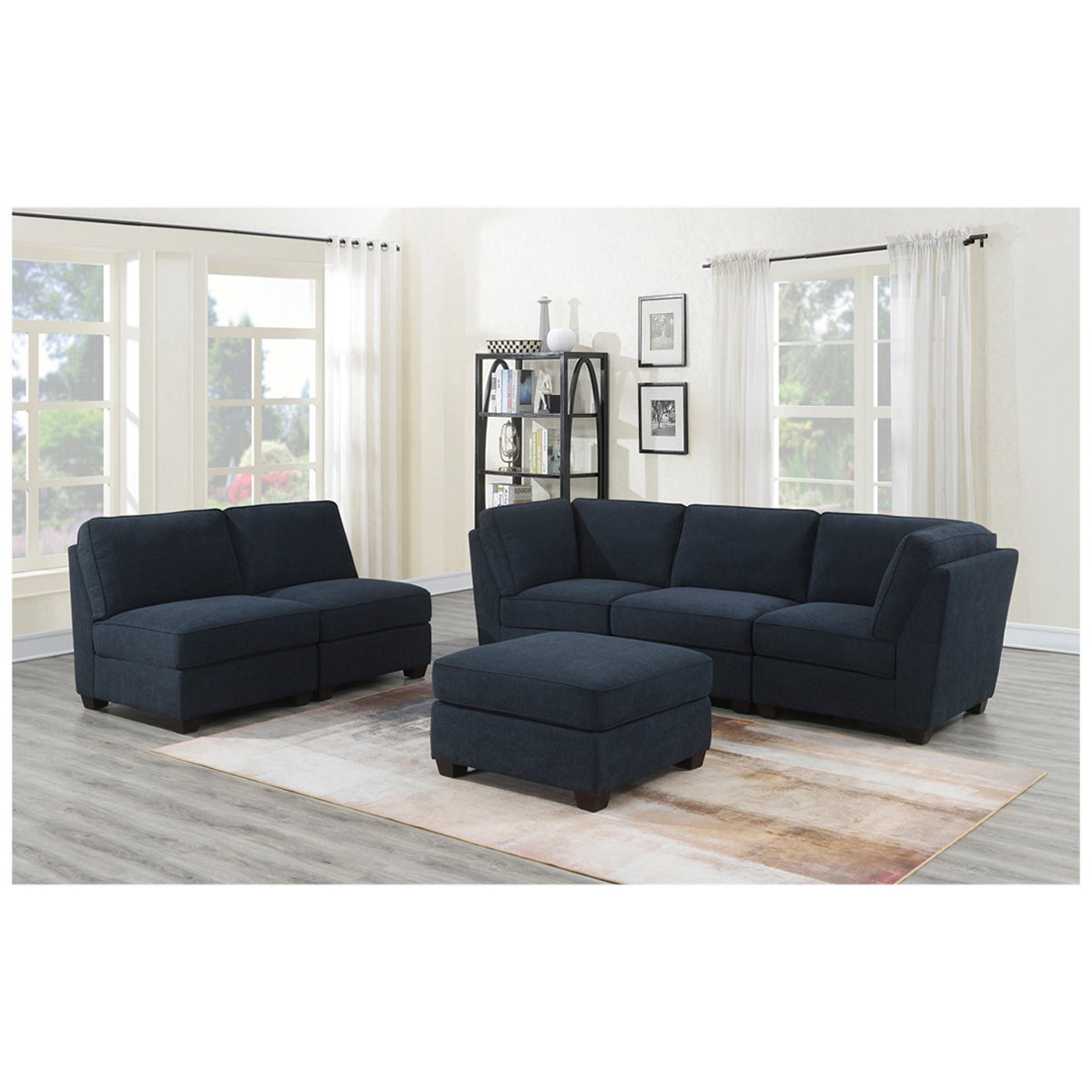 Bexley 6 Piece Modular Fabric Sectional Blue | Costco Australia