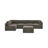 Thomasville 6PC Fabric Modular Sectional with Ottoman Grey