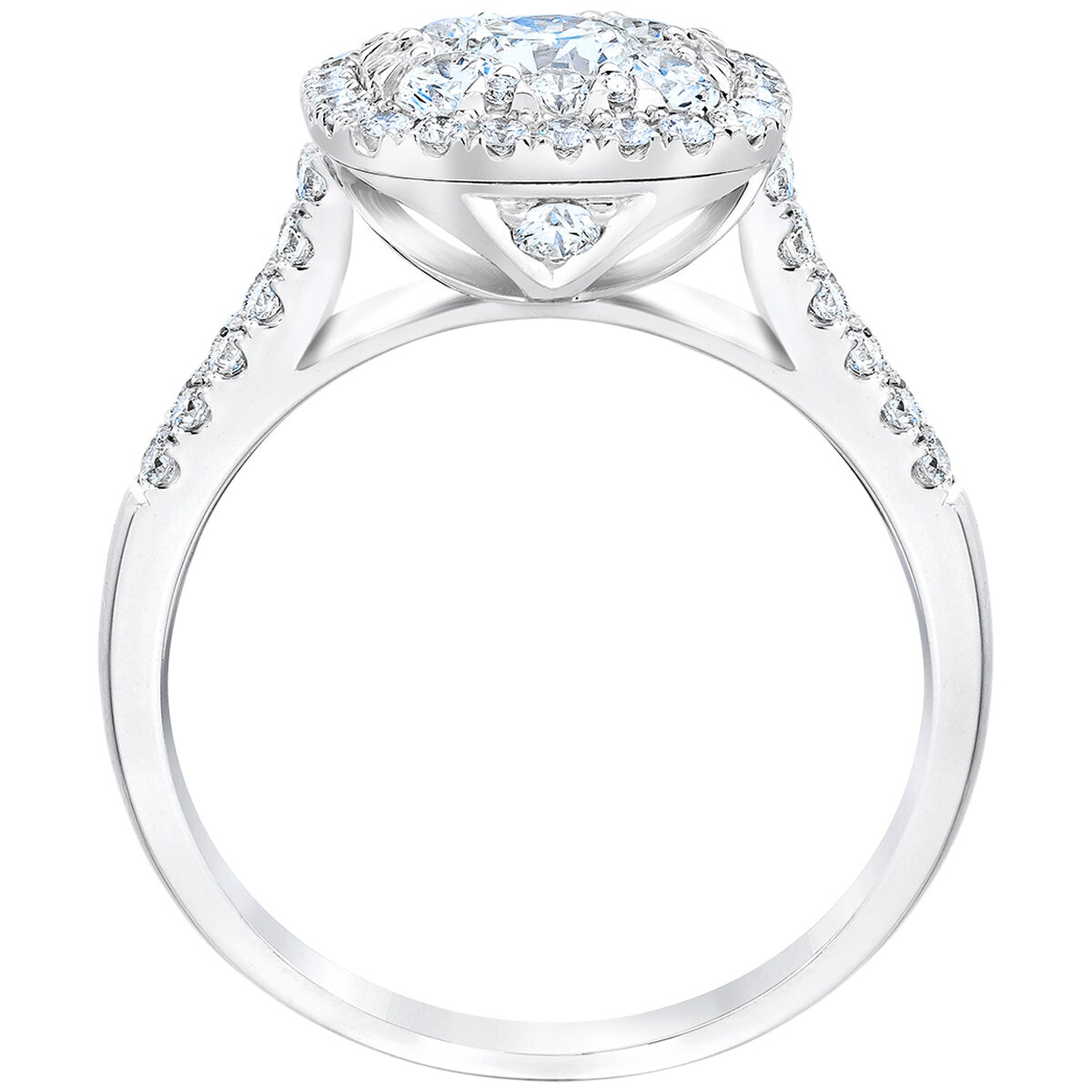 18KT White Gold 1.50ctw Round Brilliant Square Halo Diamond Ring