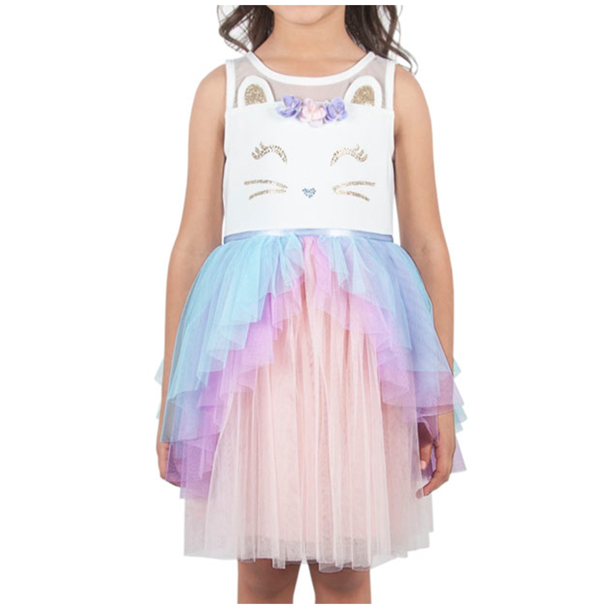 Zunie Girls' Dress - Ivory Multi