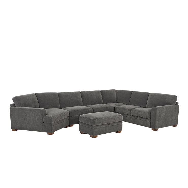 Thomasville Fabric Sectional With Storage Seats And Ottoman
