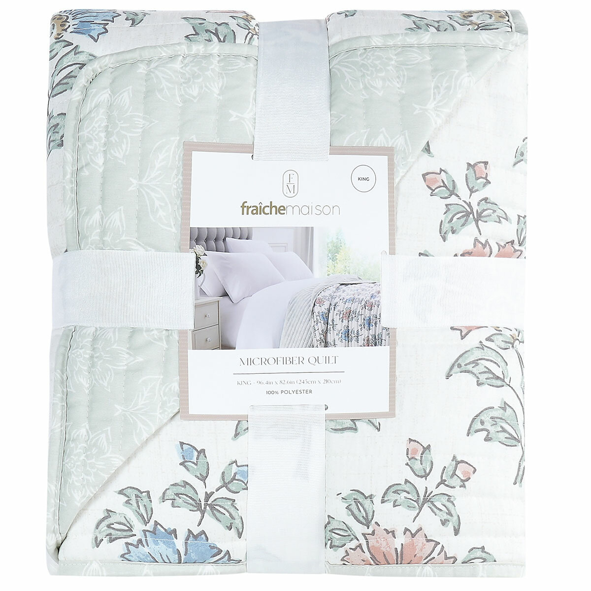 Fraiche Maison Microfibre Quilt King Blockprint