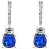 18K White Gold Diamond Earring With Blue Sapphire