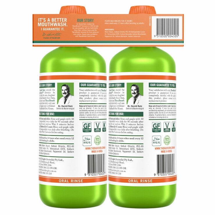 187808 TheraBreath Mild Mint Mouthwash 2 x 1L