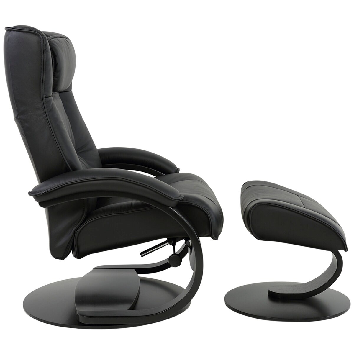 Moran Fjords Regent C-Base Large Chair and Ottoman Black